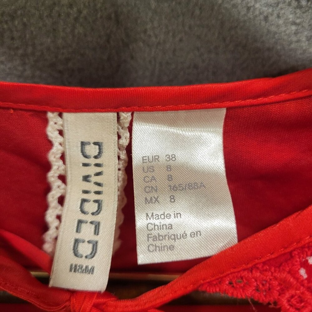 H&M Divided Sheer‎ Maxi Dress Women’s Size 8 Dainty Floral Lace Romantic Boho - Picture 4 of 6